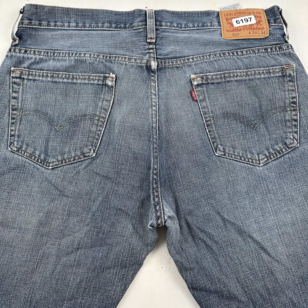 Y2K Levi's 569 Distressed Loose Straight Jeans Men 34x34 Light Wash Denim Skate